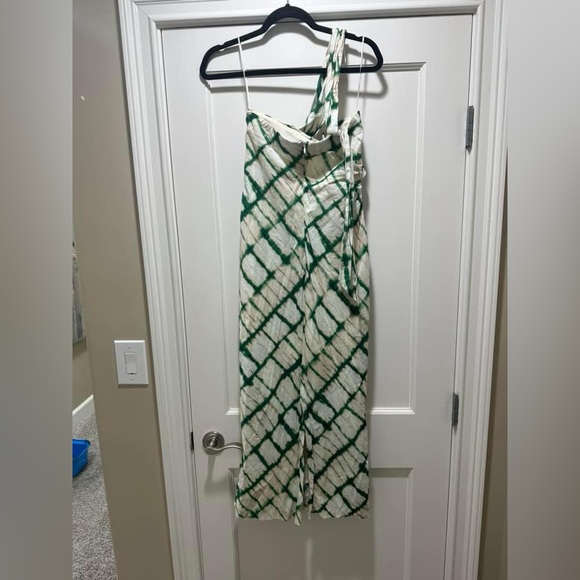 Zara size small one shoulder green dress vacation beach midi - Picture 3 of 3